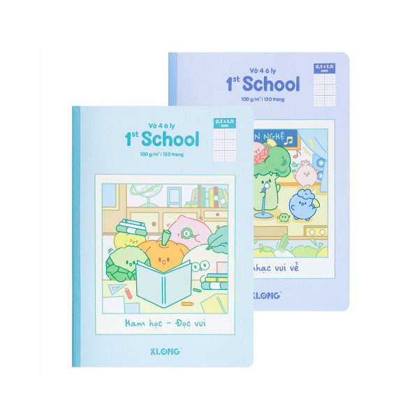 Vở 4 ô ly may dán gáy 1st School Fruity B5¯  120 trang 100/92; MS: 028