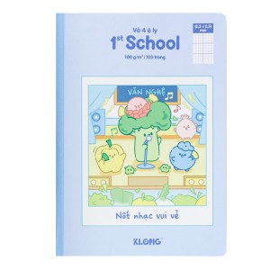 Vở 4 ô ly may dán gáy 1st School Fruity B5¯  120 trang 100/92; MS: 028
