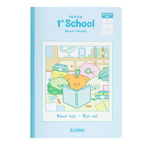 Vở 4 ô ly may dán gáy 1st School Fruity B5¯  120 trang 100/92; MS: 028
