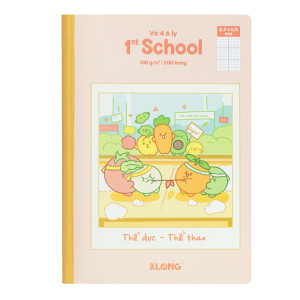 Vở 4 ô ly may dán gáy 1st School Fruity B5¯ 200 trang 100/92; MS: 029