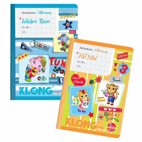 Vở 5 ô ly may dán gáy SchoolLine B5 120 trang 70/92; MS: 049
