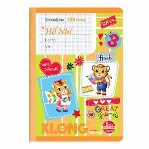 Vở 5 ô ly may dán gáy SchoolLine B5 120 trang 70/92; MS: 049