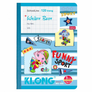 Vở 5 ô ly may dán gáy SchoolLine B5 120 trang 70/92; MS: 049