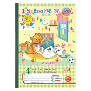 Vở 4 ô ly  may dán gáy 1st School B5¯ 80 trang 100/92; MS: 069