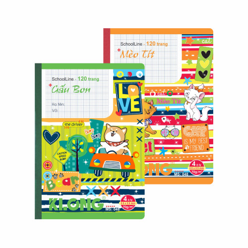 Vở 4 ô ly may dán gáy SchoolLine B5 120 trang 70/92; MS: 048