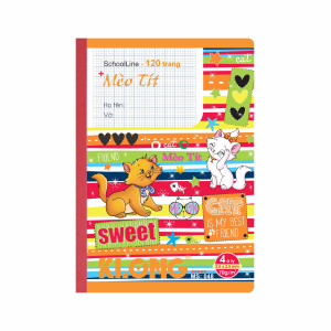 Vở 4 ô ly may dán gáy SchoolLine B5 120 trang 70/92; MS: 048
