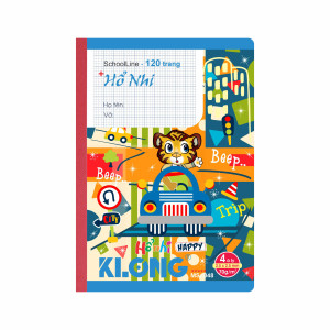 Vở 4 ô ly may dán gáy SchoolLine B5 120 trang 70/92; MS: 048