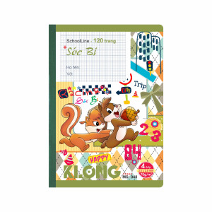 Vở 4 ô ly may dán gáy SchoolLine B5 120 trang 70/92; MS: 048