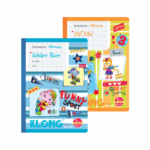 Vở 5 ô ly may dán gáy SchoolLine B5 120 trang 70/92; MS: 049