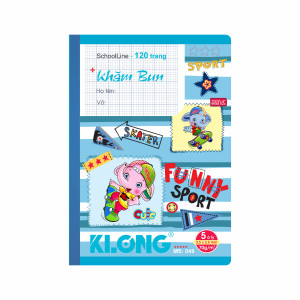 Vở 5 ô ly may dán gáy SchoolLine B5 120 trang 70/92; MS: 049