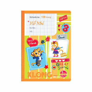 Vở 5 ô ly may dán gáy SchoolLine B5 120 trang 70/92; MS: 049