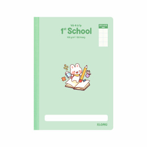 Vở 4 ô ly may dán gáy 1st School B5 120 trang 100/76; MS: 061