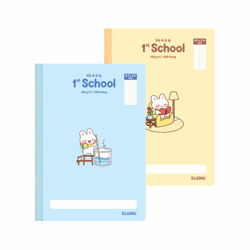 Vở 4 ô ly may dán gáy 1st School B5 200 trang 100/76; MS: 062