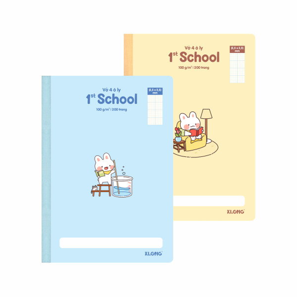 Vở 4 ô ly may dán gáy 1st School B5 200 trang 100/76; MS: 062