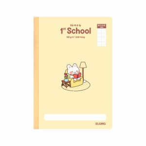 Vở 4 ô ly may dán gáy 1st School B5 200 trang 100/76; MS: 062