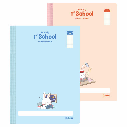 Sổ 4 ô ly may dán gáy 1st School A4 200 trang 100/76; MS: 064