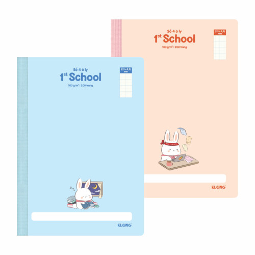 Sổ 4 ô ly may dán gáy 1st School A4 200 trang 100/76; MS: 064