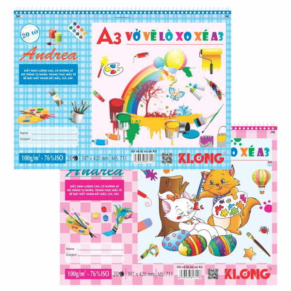 Vở vẽ lò xo xé A3 20 tờ 100/76; MS: 711