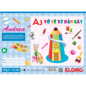 Vở vẽ dán gáy xé A3 20 tờ 100/76; MS: 712