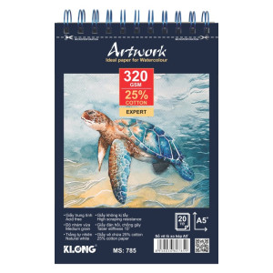 Sổ vẽ màu nước cao cấp A5+ 25% cotton 20 tờ 320 g/m²; MS: 785