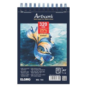 Sổ vẽ màu nước cao cấp A5+ 25% cotton 20 tờ 320 g/m²; MS: 785