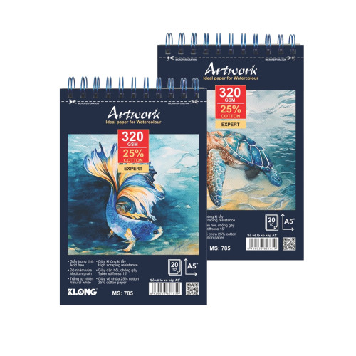 Sổ vẽ màu nước cao cấp A5+ 25% cotton 20 tờ 320 g/m²; MS: 785