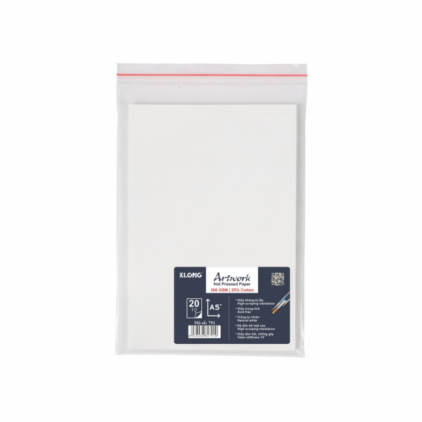 Giấy vẽ màu nước cao cấp Artwork Hot Pressed A5+ 300GSM 25% cotton 20 tờ MS: 791
