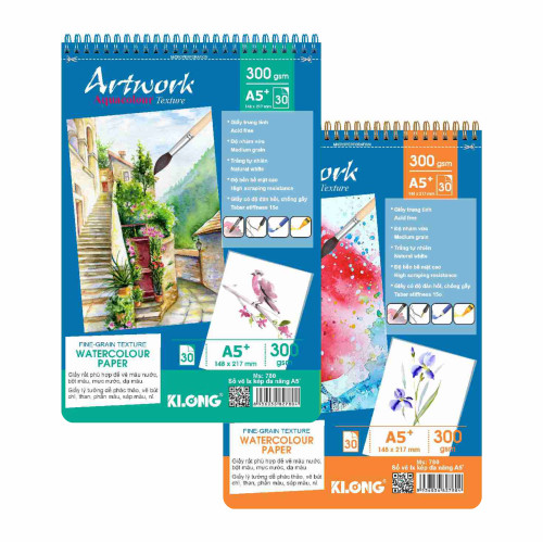 Sổ vẽ màu nước cao cấp A5+ 30 tờ 300 g/m²; MS: 780