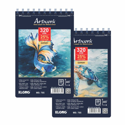 Sổ vẽ màu nước cao cấp A5+ 25% cotton 20 tờ 320 g/m²; MS: 785