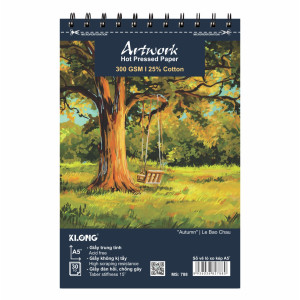 Sổ vẽ màu nước cao cấp Artwork Hot Pressed A5+ 300GSM 25% cotton 30 tờ MS: 788